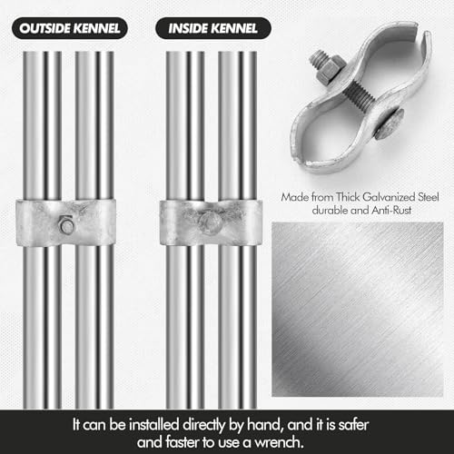 Zonon 24 Set Chain Link Fence Panel Clamps, 1-3/8" Dog Kennel Panel Clamps Galvanized Steel Clamp for 32mm Round Pipe Frame, with Bolts and Nuts