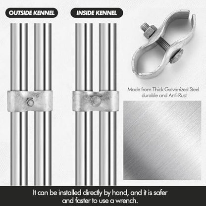 Zonon 24 Set Chain Link Fence Panel Clamps, 1-3/8" Dog Kennel Panel Clamps Galvanized Steel Clamp for 32mm Round Pipe Frame, with Bolts and Nuts