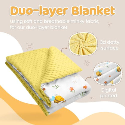 SANDJEST Bee Minky Blanket 30 x 40 Inches, Gift for Christmas Birthday - color: Bee