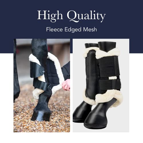 LeMieux Fleece Edged Mesh Brushing Horse Boots - Protective Gear and Training Equipment - Equine Boots, Wraps & Accessories (White - Medium)