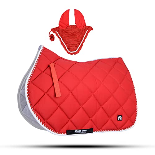 General Saddle Pads with Matching Fly Veil Set (Ship from USA) - color: Red, size: Full