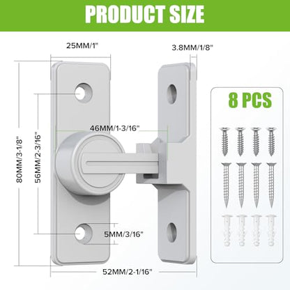Barn Door Lock Hardware, 90 Degree Flip Latch Privacy Lock, White-2PCS | Heavy Duty Zinc Alloy Sliding Barn Door Latch for Bathroom, Bedroom, Closet, Garage, Shed and Gate - color: White-2PCS