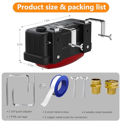Automatic Livestock Water Trough Float Valve with Copper Connector & Ptfe Tape, Water Level Auto Control Stock Tank Float Valves for Cattle, Horse, Sheep Stock, Farm Animal, Pool, Pond (2 Pack)