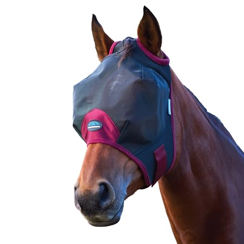 WeatherBeeta ComFiTec Fine Mesh Fly Mask, Black/Burgundy, Medium - color: Black/Burgundy, size: M