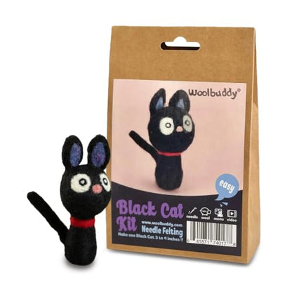 Woolbuddy Needle Felting Starter Kit (Black Cat) for Adults with DIY Tool - color: Black Cat