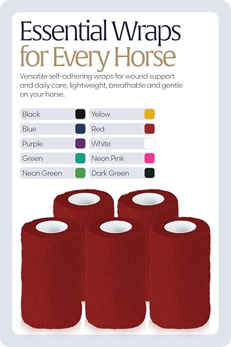 Equinavia 20 Pack Self Adhesive Bandage Wrap, 4 Inch Vet Wrap for Horses - color: Red