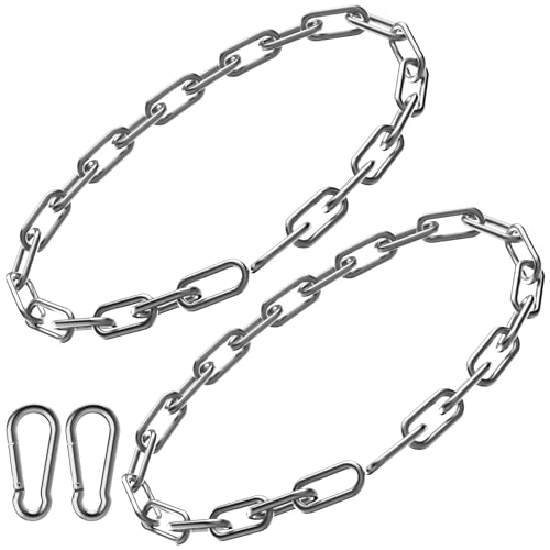 Gate Chain Lock, 23.6 Inch Chain Fence Gate Latch, Silver Dia 4mm-2Pcs - color: Silver Dia 4mm-2Pcs