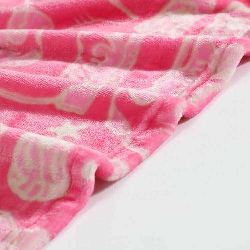 Wrangler - Plush Fleece Throw Blanket, Super Soft Bedding, Yellowstone-Inspired, Dorm Room Essentials, 50x60, Knockin Boots Pink - color: Knockin Boots Pink, size: 50" x 60"