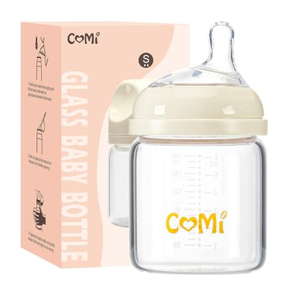 COMI Natural Glass Baby Bottles for Breastfeeding Babies,Newborn Anti-Colic Baby Bottle Set with Slow Flow Nipple,0-3 Months,BPA-Free,6 oz,1 Pack - style: 6 oz(1 Pack)