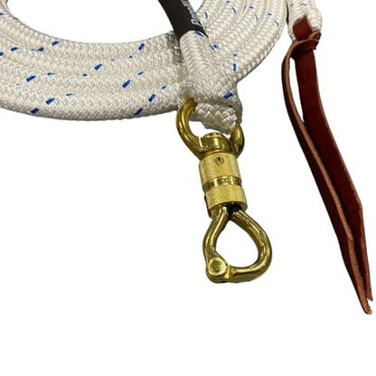 PARELLI 12 Foot Training Rope - Strong Everyday Use All-Purpose Horse Lead Rope with Loop & Latigo Popper | 9/16" Diameter Smooth Yachting Braid, White - color: White