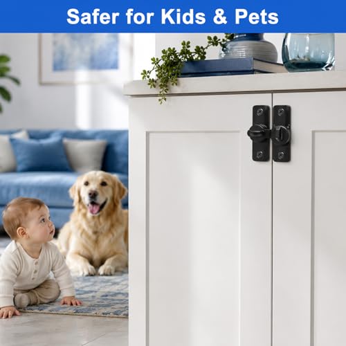 2Ps 90/180° Upgraded Barn Door Lock, Protection Sliding Gate Latches Black