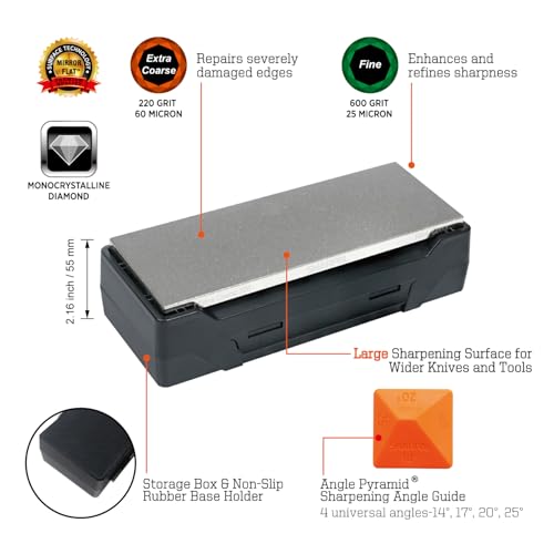 SHARPAL 163N Double-sided Diamond Sharpening Stone, 8 in. x 3 in. - size: 8 in. x 3 in. / 220&600 Grit