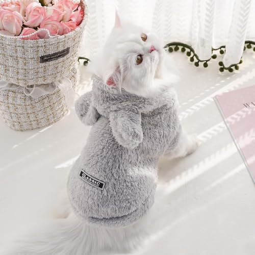 Selena Cat Bunny Ears Costume Cute Dog Kitten Hoodies Sweater Rabbit Ears Puppy Pet Apparel (Medium,Gray) - color: Gray, size: Medium
