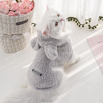 Selena Cat Bunny Ears Costume Cute Dog Kitten Hoodies Sweater Rabbit Ears Puppy Pet Apparel (Large,Gray) - color: Gray, size: Large