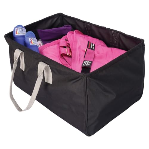 Schneiders Horseman's Large Utility Tote II | Heavy-Duty 600D Polyester | Rigid Metal Frame | Collapsible Design | Ideal for Tack, Hay, and Stable Supplies | Color Burgundy/Silver