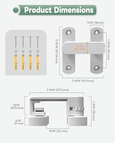 Adjustable Barn Door Locks, 90/180 Degree Gate Latch, White - color: White-1 Pc