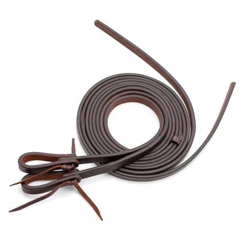 Jeffers Equine LuxeLeather Heavy Oiled Western Leather Horse Reins – Split, Laced & Roping Styles with Tie or Snap Ends for Riding & Training - size: 5/8" x 8'