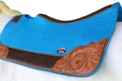 Horse 32"x30" Western Contoured Wool Felt Therapeutic Saddle Pad 39252 - color: Turquoise