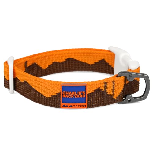 Charlie’s Backyard Teton Dog Collar, Urban to Trail Lightweight & Adjustable with Quick Release DURAFLEX Buckle, Durable D-Ring & All-Day Comfort, Autumn Glow, Small - color: Autumn Glow, size: Small