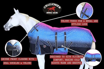 Challenger 1200D Turnout Waterproof Rain Horse Sheet Light Winter Blanket 391B - color: Galaxy, size: 64 inches