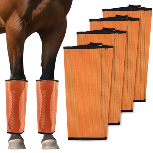 Mesh Horse Fly Boots, Set of 4, Orange - color: Orange