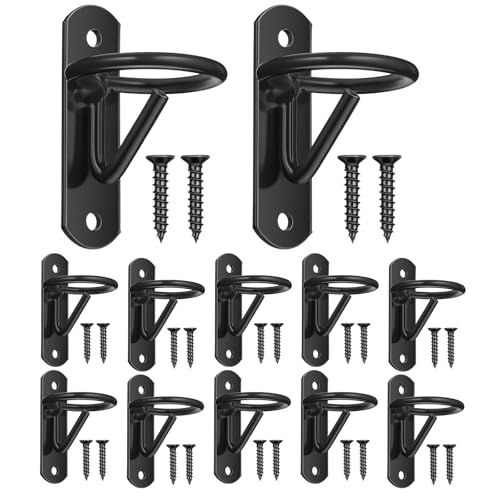 12PCS Horse Water Bucket Hooks - Heavy Duty Iron Bucket Holder for Horse Stalls, Barns, Farmhouse Supplies - Black, 3.4x1.1x1.9 Inches