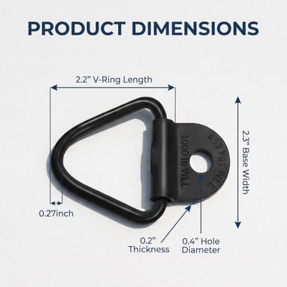 4 PCS Car V Ring Tie Down Anchors, Heavy Duty Metal Bed Tie Down Anchors Rings, V Ring Trailer Tie Down Anchor, Universal Mounting Accessories for Pickup Truck Trucks Trailers (Black)
