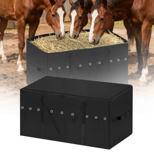 Klmnop Hay Storage Bag Waterproof, 900D 45 x 24 x 20 Inch Large Hay Bale Storage Bag for Horses, Tote Bale Bags for Cattle Goats Sheep(Black)