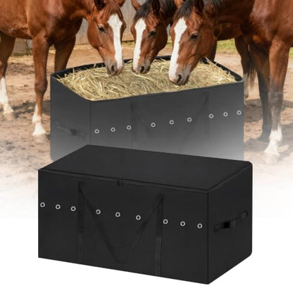 Klmnop Hay Storage Bag Waterproof, 900D 45 x 24 x 20 Inch Large Hay Bale Storage Bag for Horses, Tote Bale Bags for Cattle Goats Sheep(Black)