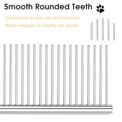 BEVTEE 3 Pcs Dog Combs for Grooming Matting, Greyhound Metal Comb for Cat