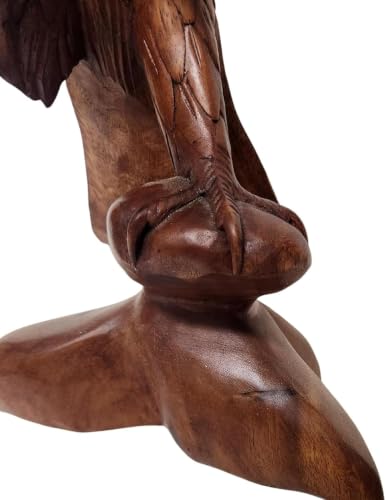 WorldBazzar Mahogany Wood Bald Eagle, 20 inch Hand Carved by Mr Putu American Indian Cowboy Horse (1)