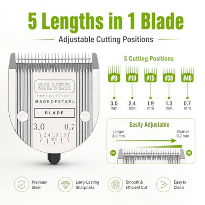 5 in 1 Replacement Blade Compatible with WAHL Bravura Chromado Creativa - color: 2 Pack Silver