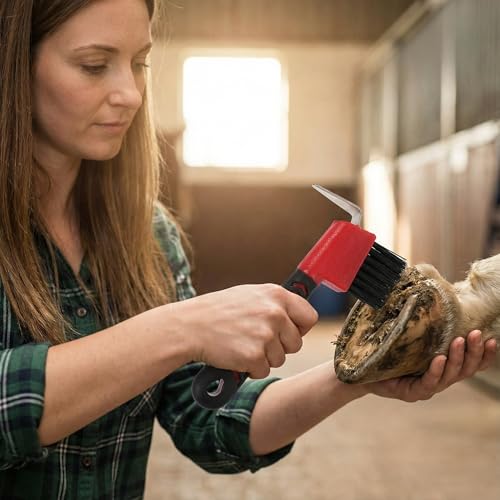 Alipis Horse Hoof Pick with Brush Hoof Cleaning Tools for Horse Grooming Comfortable Grip Handheld Design Dirt Removal Tool for Daily Grooming 6.69 X 3.34 X 0.78 in