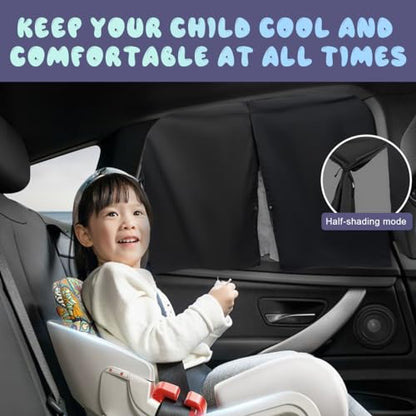 Ohleats 1 Pack Car Window Shade, Strong Magnetic Double Layer Side Window Curtain for Heat/UV Protection, Universal Vehicle Sunshades Window Cover for Baby & Kids (Black)