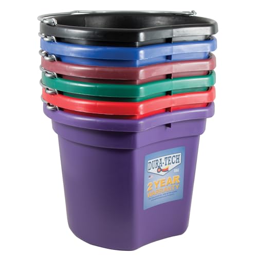 Dura-Tech Gold Flatback Bucket 18 Qt. | Designed by Professional Horsemen | Durable & Weather Resistant | Rubber Tipped Handle Ends