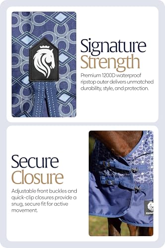 Equinavia Arktis Regular Neck Heavy Turnout Blanket 300g - Skipper Blue - 81 in - color: Skipper Blue, size: 81 in
