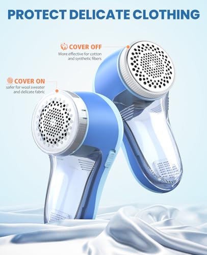 POPCHOSE Fabric Shaver, Lint Shaver with 6-Leaf Blade, Rechargeable - color: Blue Cyan