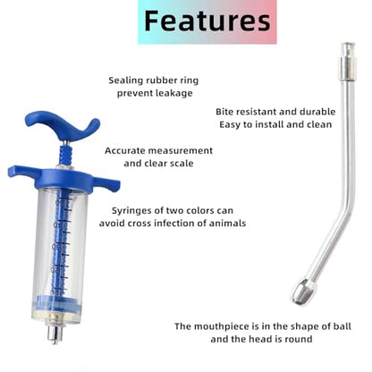 1Pcs Reusable Goats Syringe, Goats Feed water filler, Reusable, Drench Nozzle, for Bird, Cattle, Sheep, Goats, Horse, Pig, Dog Supplies, Pet Water Filler Tool (M-50ML)