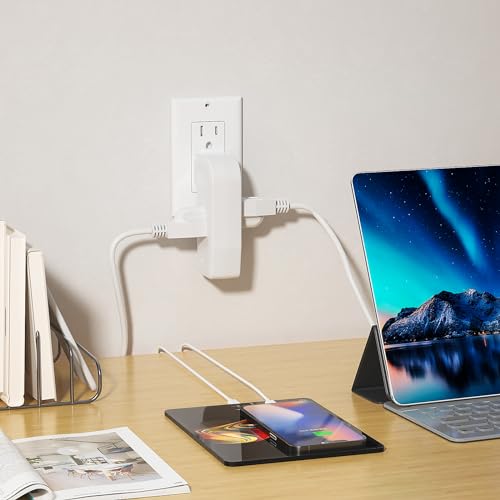 3 Way Outlet Vertical Wall Tap Splitter Adapter with 3 Prong Plug. - color: white/1PK