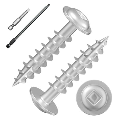 Wensilon (Silver) Pocket Hole Screws # 8 * 1" 170pcs 1lbs Square Hole Wood Screws and Round Head Square Hole self Tapping Screws are Suitable for Wooden use.150MM,60MM Drive bit Included. - color: Silver, size: 8*1"