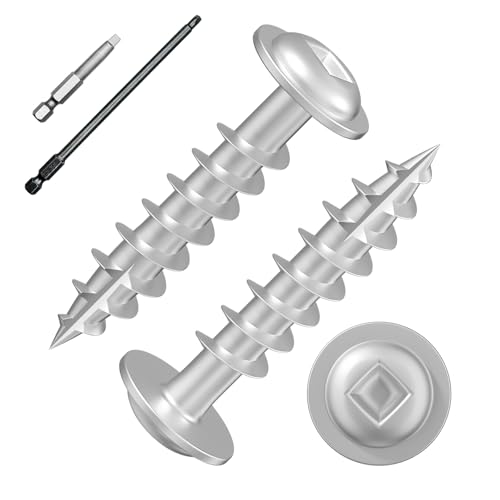 Wensilon (Silver) Pocket Hole Screws # 8 * 1" 170pcs 1lbs Square Hole Wood Screws and Round Head Square Hole self Tapping Screws are Suitable for Wooden use.150MM,60MM Drive bit Included. - color: Silver, size: 8*1"