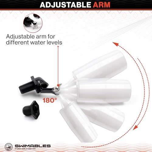 Swimables 3/8" and 1/2" Pool Auto Fill Float Valve Replacement | Includes Adapter From 3/8 Inch to 1/2 Inch | Compatible with Most Water Float Valve For Water Tank and Pool Water Leveler Auto Fill