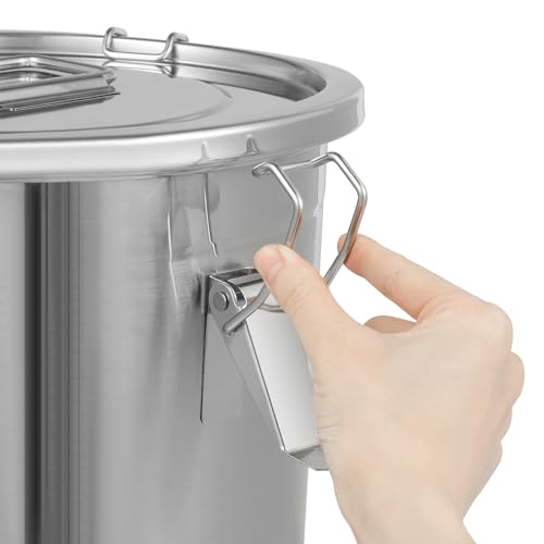 3.2Gal Stainless Steel Canister with Airtight Lid 15-22Lbs Flour Storage Containers for Kitchen Metal Rice Bucket Coffee Canister Dog Food Container Milk Can w/Handles & Sealing Buckles (12L) - color: 12L