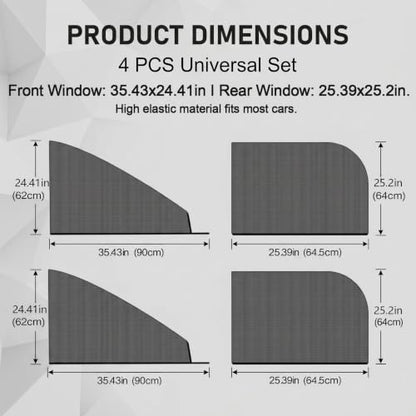 4 PCS Car Window Sunshade Mesh, Heat Block Double-Layer Side Window Shades, Breathable High-Density Glass Glass Protection Curtain, Fit for Most SUVs (Black #SUV) - color: Black #SUV
