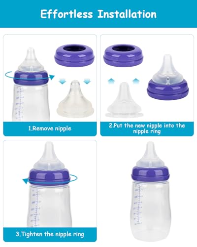 Silicone Nipple for Lansinoh Anti-Colic Baby Bottle, Slow Flow, Size S, 1m+, 6 Count - color: 1m+, S