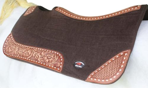 CHALLENGER 32x30 Horse Saddle PAD Western Contoured Wool Felt Moisture Wicking Brown 39209 - color: Brown, size: 32" Spine x 15" Drop
