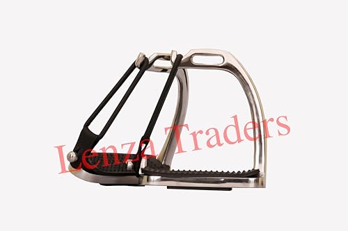 Peacock Silver Polish Safety Stirrups Horse Riding S Steel with Treads, Horse Stirrups, Equestrian Peacock Safety Stirrups for Adults/Childerns - size: 4.5" inch