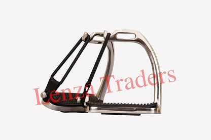 Peacock Silver Polish Safety Stirrups Horse Riding S Steel with Treads, Horse Stirrups, Equestrian Peacock Safety Stirrups for Adults/Childerns - size: 5" inch
