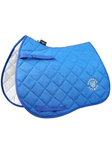 Harrison Howard All Purpose Saddle Pad for Horse Riding Non-Slip Suede English Saddle Pad Soft Cushioning for Horse Back Gobalt Blue