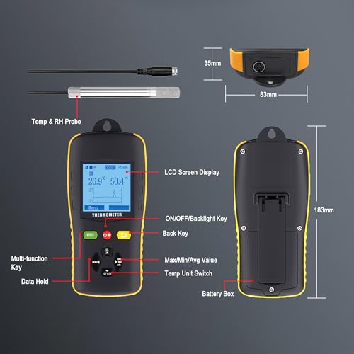 Tzone Wet Bulb Thermometer Dew Point Meter Temperature Humidity Data Logger